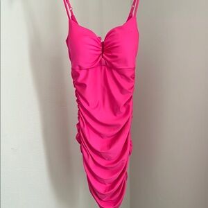 Macy's Hot Pink Ruched Mini Dress